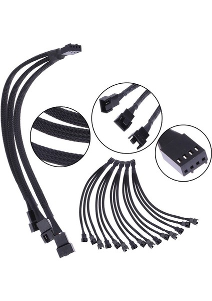 Pinli 1 Ila 3 4 Pinli Uzatma Kablosu 1 Ila 3 Yollu Cpu Pwm Kasa Soğutma Fanı Splitter Hub Güç Fan Çıkışı Adaptör Kablosu (Yurt Dışından)