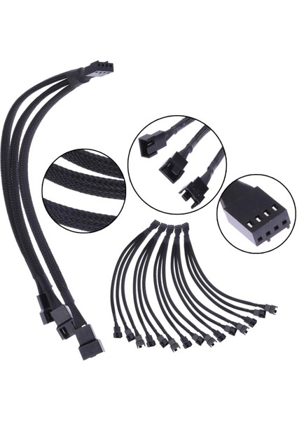4 Pin Uzatma Kablosu Cpu Anakart Pwm Fan 1 Ila 3 Yollu Konnektör Splitter Pratik Ofis Taşınabilir Kollu Kalaylı Bakır (Yurt Dışından)