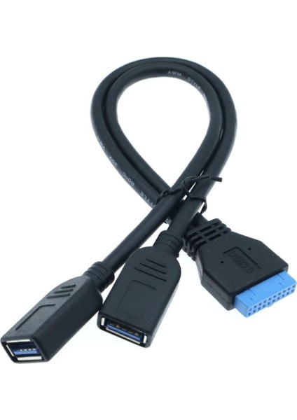 Anakart USB 3.0 20PIN Erkek Çift USB 3.0 Dişi Kablo Pc Bilgisayar Kasası 2 Port Usb3.0 Anakart 20PIN Başlık Adaptörü (Yurt Dışından)