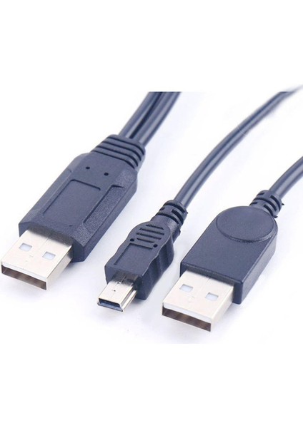 Usb2.0 USB 2.0 Çift A Tipi 2A Erkek - Mini 5 Pin Erkek Y Kablosu 0.7m 70CM 2ft 2.5 Için (Yurt Dışından)