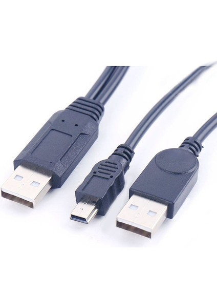 Usb2.0 USB 2.0 Çift A Tipi 2A Erkek - Mini 5 Pin Erkek Y Kablosu 0.7m 70CM 2ft 2.5 Için (Yurt Dışından) fırsatları