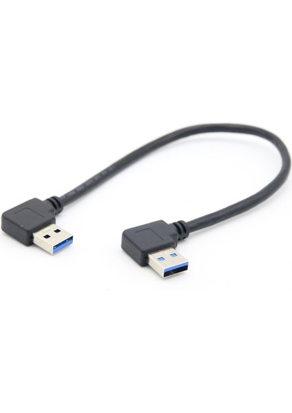 30 cm USB 3.0 Tip A Erkek 90 Derece Sol Açılı - USB 3.0 A Tipi Sağ Açılı Uzatma Kablosu (Yurt Dışından)