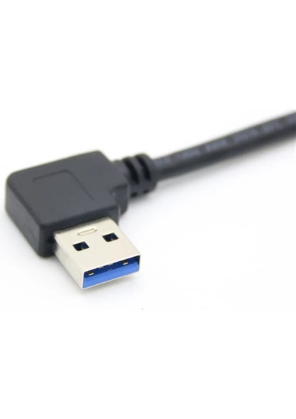 30 cm USB 3.0 Tip A Erkek 90 Derece Sol Açılı - USB 3.0 A Tipi Sağ Açılı Uzatma Kablosu (Yurt Dışından)
