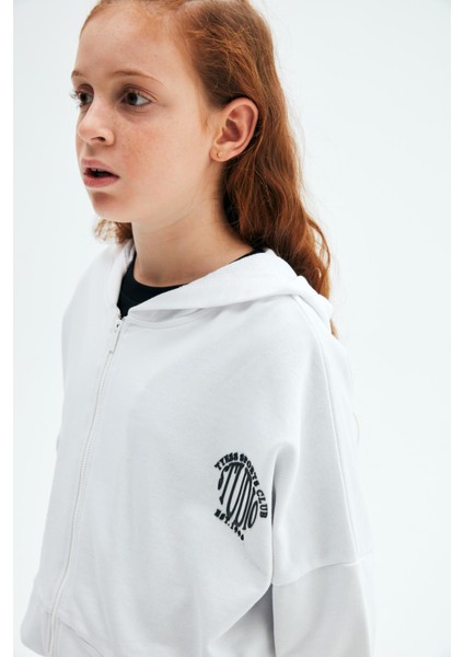 Kız Çocuk Beyaz Eşofman Üstü 23PSSTJ4407 modelleri