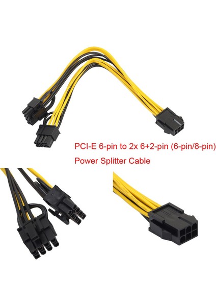 Pcı-E 6 Pimli - 2x 6+2 Pimli (6 Pimli/8 Pimli) Güç Ayırıcı Kablosu Pcıe Pcı Express Ekran Kartı Güç Uzatma Kablosu A30 (Yurt Dışından) modelleri