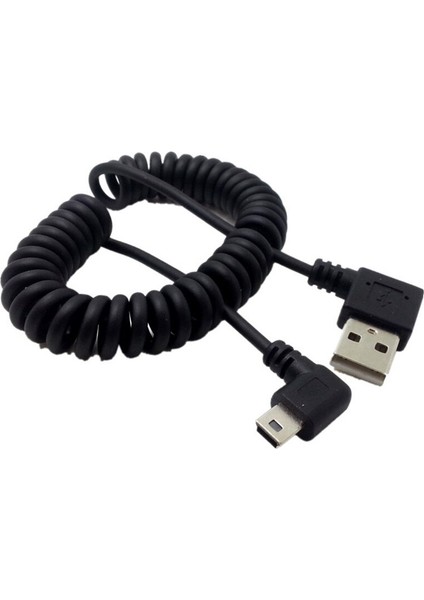 Mini USB 5 Pin Erkek 90 Derece Sağ Açılı USB 2.0 Erkek Dik Açılı Yay Geri Çekilebilir Kablo Senkronizasyon Veri Şarjı 1 M (Yurt Dışından) fiyatları