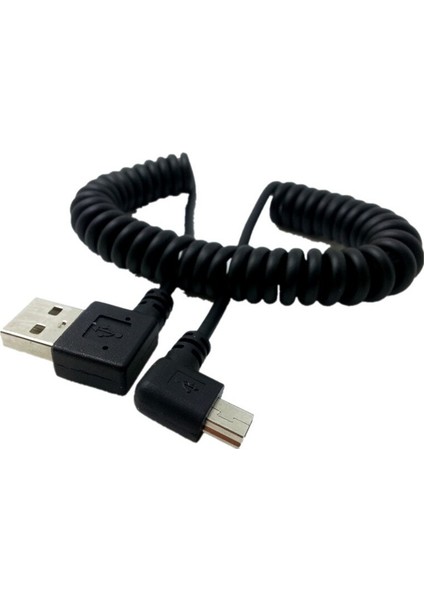 Mini USB 5 Pin Erkek 90 Derece Sağ Açılı USB 2.0 Erkek Dik Açılı Yay Geri Çekilebilir Kablo Senkronizasyon Veri Şarjı 1 M (Yurt Dışından) modelleri
