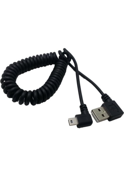 Mini USB 5 Pin Erkek 90 Derece Sağ Açılı USB 2.0 Erkek Dik Açılı Yay Geri Çekilebilir Kablo Senkronizasyon Veri Şarjı 1 M (Yurt Dışından) fırsatları