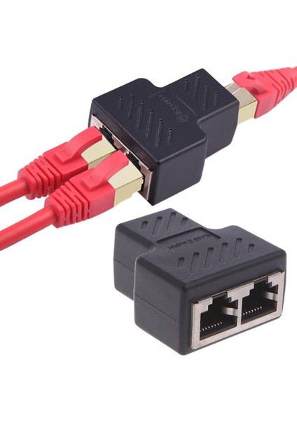 1 Ila 2 Yollu Lan Ethernet Ağ Kablosu RJ45 Dişi Ayırıcı Konnektör Adaptörü (Yurt Dışından)