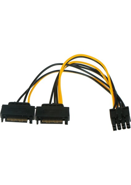 20CM Çift Sata Güç Kablosu 15P - 8p Grafik Kartı 18AWG Tel Konektörü 1 In 2 Erkek 15PIN - 8pin Sata Kablosu Madencilik Madenci Için (Yurt Dışından)