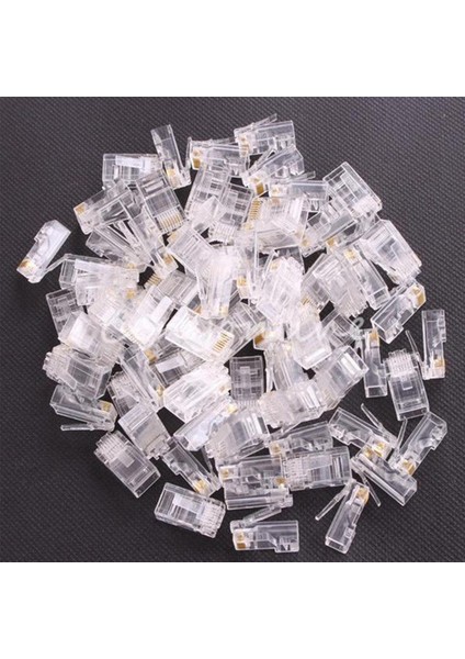 100 Adet RJ45 Kafa Pc Ethernet Kablosu Ağ Konektörü Altın Korumalı Şeffaf Modüler Aksesuarlar Fiş 8P8C (Yurt Dışından)