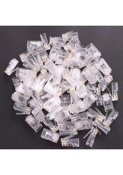 100 Adet RJ45 Kafa Pc Ethernet Kablosu Ağ Konektörü Altın Korumalı Şeffaf Modüler Aksesuarlar Fiş 8P8C (Yurt Dışından) fiyatları