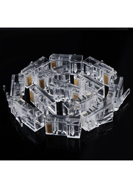 50X RJ45 CAT5E Cat6 Ağ Lan Yama Kablosu Sonu Kıvrımlı Fiş Konnektörü Altın Pimleri Kristal Lan Ağ Konektörü (Yurt Dışından) fırsatları