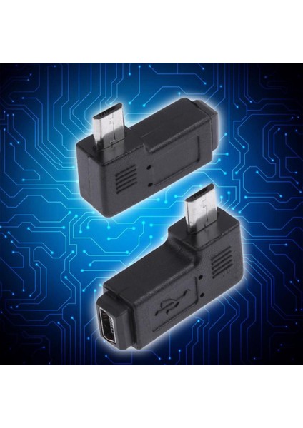 2 Adet 90 Derece Mini USB Dişi Mikro USB Erkek Adaptör Konnektörleri Mini USB Dişi Sağ 90 Derece Mikro USB Erkek Adaptör (Yurt Dışından)