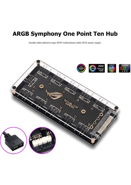 10 Port Rgb Fan Hub Pc Bilgisayar Masaüstü 5 V 3pın Argb Uzatma Splitter Sata Güç Adaptörü Gigabyte Msı Asus (Yurt Dışından)