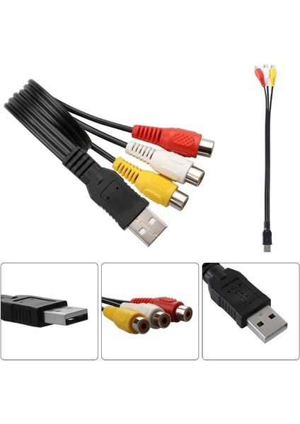 1 Adet USB Erkek Fiş 3 Rca Dişi Adaptör Ses Dönüştürücü Video Av A/v Kablosu USB Rca Kablosu Hdtv Tv Televizyon Tel Kablosu (Yurt Dışından) fırsatları