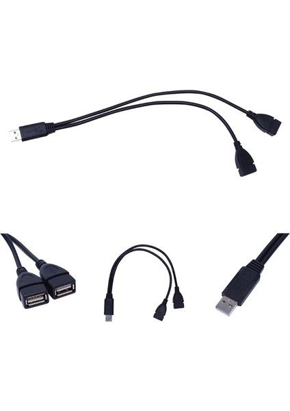 USB 2.0 Tip A 1 Erkek - 2 Dişi Y-Splitter Data Sync Şarj Uzatma Kablosu (Yurt Dışından)