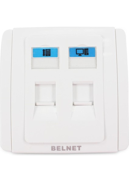 86X86MM Çift 2 Port RJ45 Cat6 CAT5E Duvar Plakası Ağ Kaplaması Duvara Montaj RJ45 RJ11 Keystone Jack Ethernet Priz (Yurt Dışından)