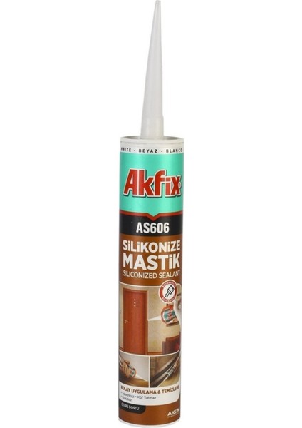 Beyaz Akfix AS606 Silikonize Mastik