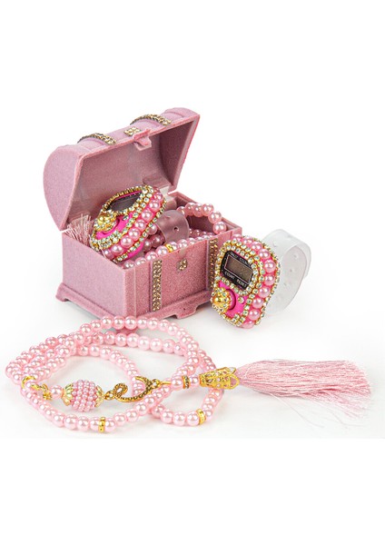 5 Adet Sandıklı Kutuda Inci Tesbih ve Zikirmatik Seti Mevlüt Hediyesi Pembe fiyatları