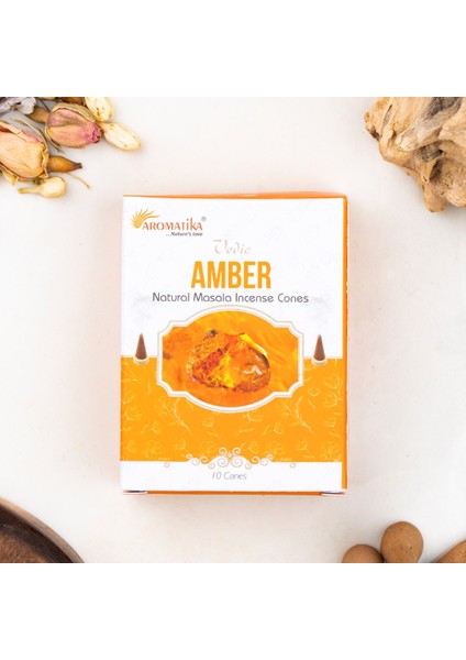 Amber Aromalı Organik Kömürsüz Konik Tütsü