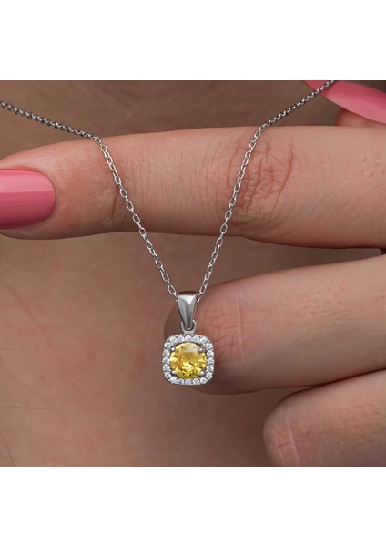Gümüş Sarı Baget Taşlı Kadın Kolye fiyatları