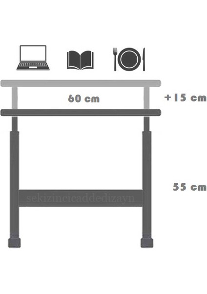 Yükseklik Ayarlı Laptop Sehpası Çalışma Masası - Atlantik Çam 60X35