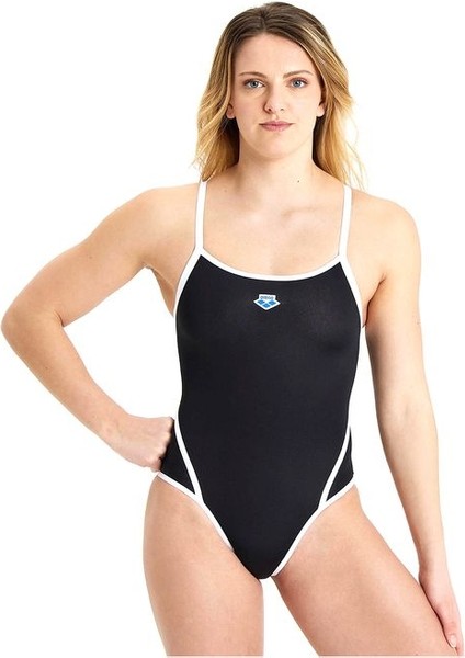 Icons Swimsuit Super Free Back Solid Kadın Siyah Yüzücü Mayosu 005038501