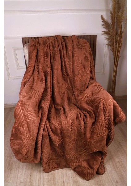 Trendy Art Deco Tek Kişilik Battaniye Light Brown Kahve 155X220