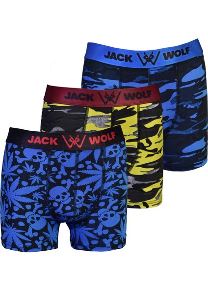 Desenli 3 Lü Kutu Pamuklu Likralı Erkek Boxer