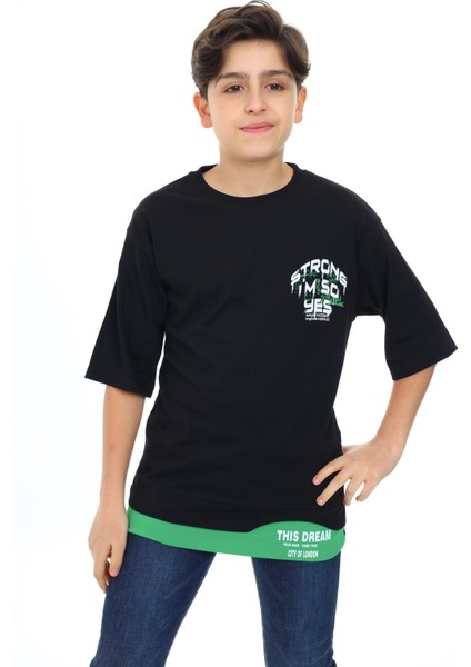 Angelos Girls Erkek Çocuk Garni Detaylı Baskılı T-Shirt 9-14 Yaş LX7083