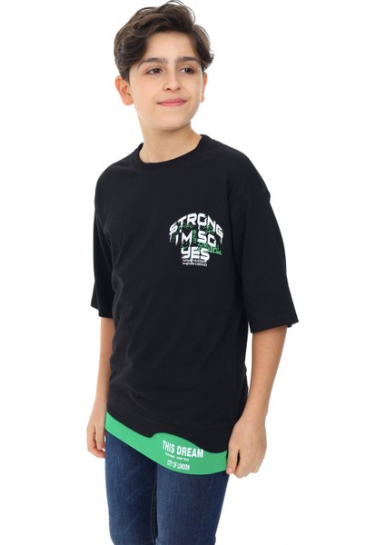 Erkek Çocuk Garni Detaylı Baskılı T-Shirt 9-14 Yaş LX7083 fiyatları