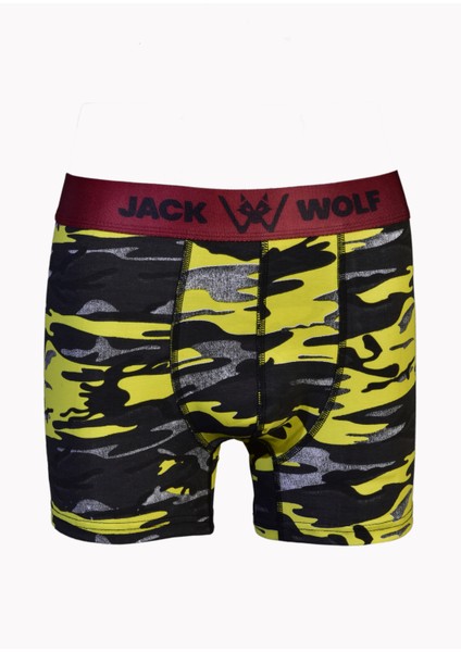 Jack Wolf Desenli 3 Lü Kutu Pamuklu Likralı Erkek Boxer