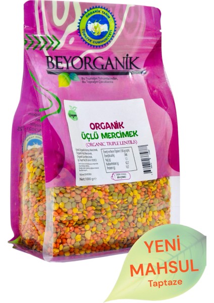 Organik Çorbalık Tahıl Karışımı Üçlü Mercimek 1kg