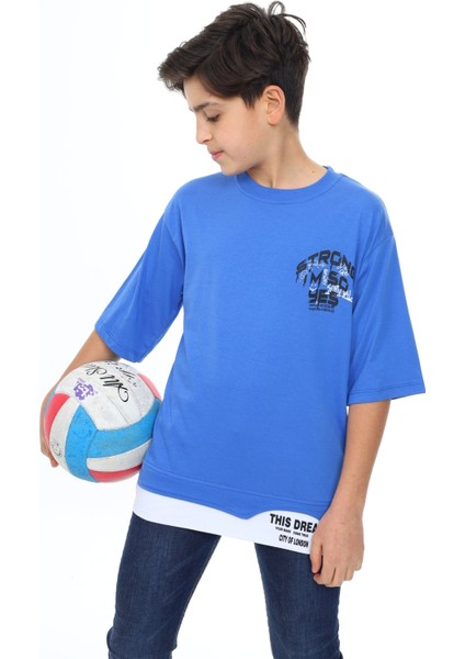 Erkek Çocuk Garni Detaylı Baskılı T-Shirt 9-14 Yaş LX7083 fiyatları