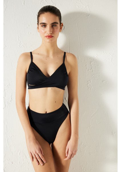 Basic Super High Leg Siyah Bikini Altı