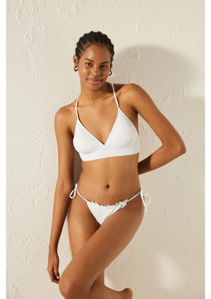 Basic Super Frill Beyaz Bikini Altı