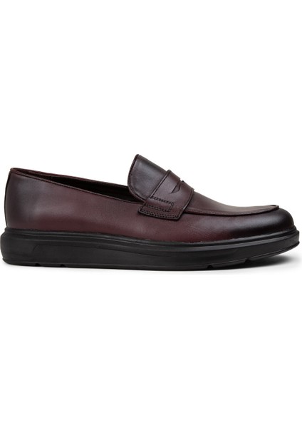 Deri Bordo Comfort Erkek Loafer - 01839MBRDP04