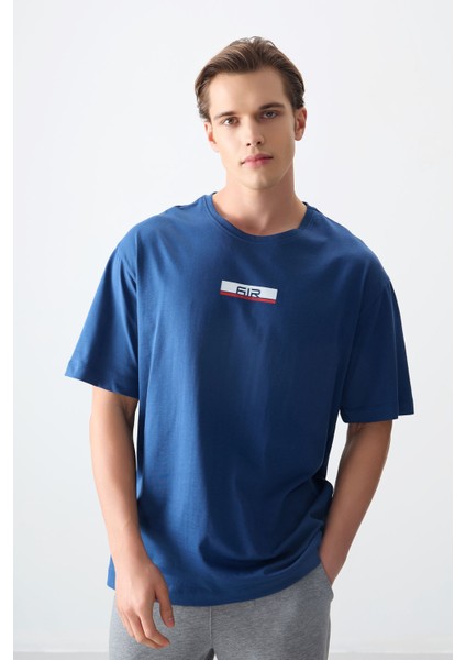 Parlament %100 Pamuk Kalın Yumuşak Dokulu Oversize Fit Baskılı Erkek T-Shirt - 88359