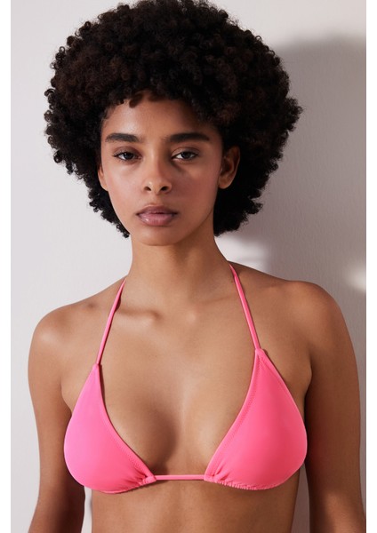 Triangle Neon Pembe Bikini Üstü