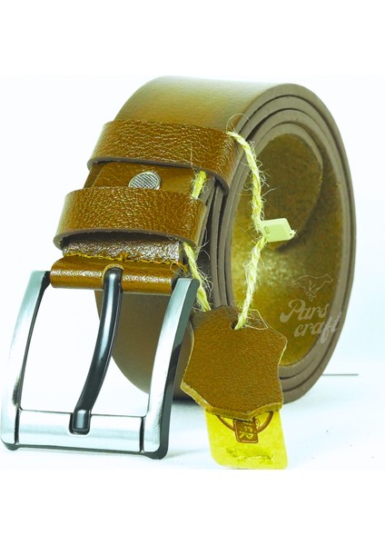 Parscraft Hakiki Manda Derisi Erkek Kemer 4,5 cm Taba Kot Pantolon Spor Kemer