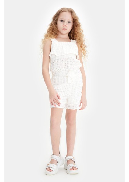 Bg Store Kız Çocuk Beyaz Tulum 23SS0TJ4801