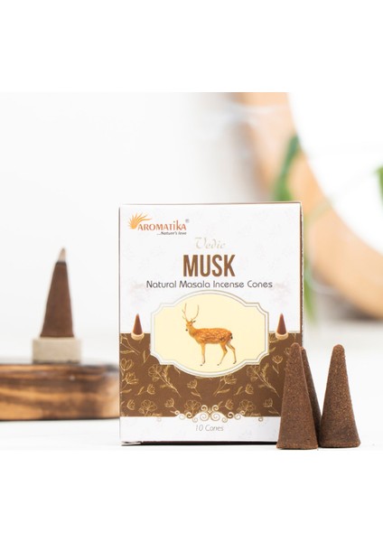 Misk Aromalı Organik Kömürsüz Konik Tütsü