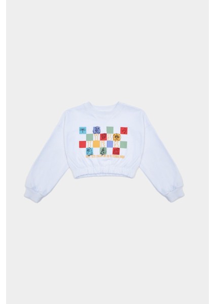 Kız Çocuk Beyaz Sweatshirt 23PSSTJ4401 indirimleri