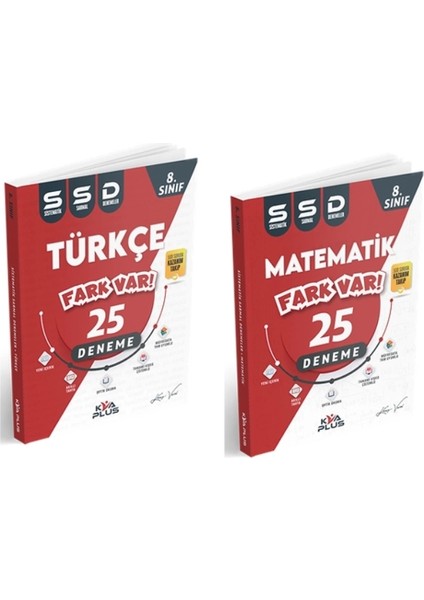 Yayınları 8.Sınıf Türkçe Fark Var 25 Deneme - 8.Sınıf Matematik Fark Var 25 Deneme