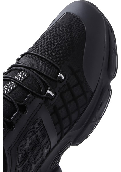 Erkek Siyah Kalın Tabanlı Deri Casual Sneaker