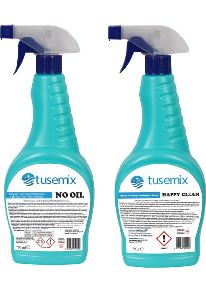 No Oil Yağ Çözücü 750 ml ve Happy Clean  Banyo Fayans 750 ml