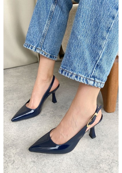 Kadın Ovis Sivri Topuklu Ayakkabı - Lacivert-Rugan fiyatları