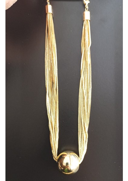 Kadın Gold Çelik Çoklu Zincir Top Kolye