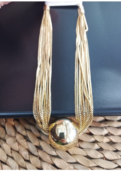 Kadın Gold Çelik Çoklu Zincir Top Kolye fiyatları